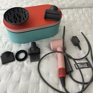 Dyson Pink and Red Hair Dryer Set